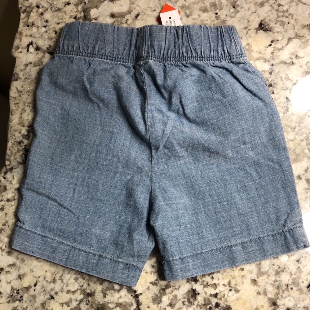 Toddler Coral Tee with Navy and Light Chambray Shorts Matching Set - Picture 7 of 12